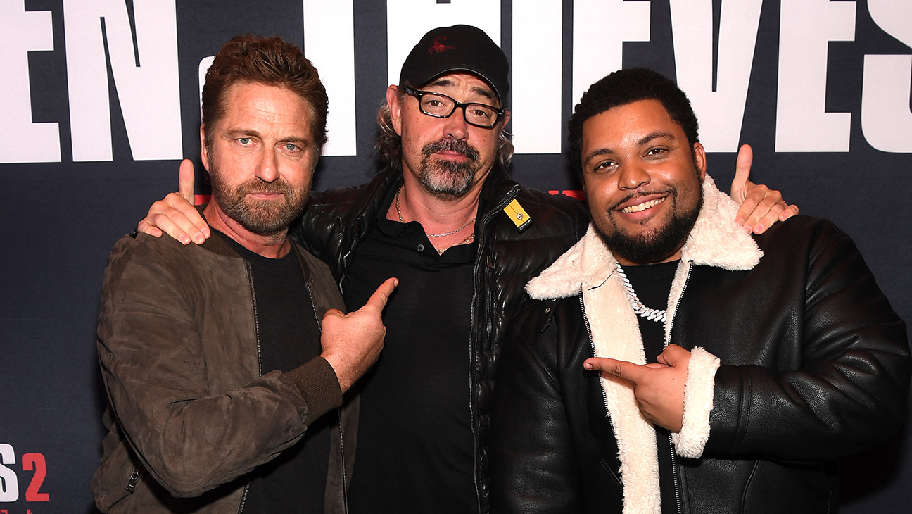 (L-R) Gerard Butler, Christian Gudegast and O'Shea Jackson Jr. attend Den of Thieves 2: Panthera - Atlanta Special Screening at Regal Atlantic Station on December 18, 2024 in Atlanta, Georgia.