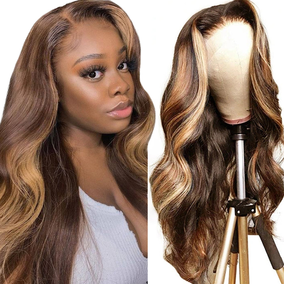Anna Beauty Hair P4/27 Highlight Wigs 13x4 / 4x4 Lace Wigs Body Wave Virgin Hair Pre-Colored