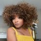 High Density Messy Curly Wig With Bang