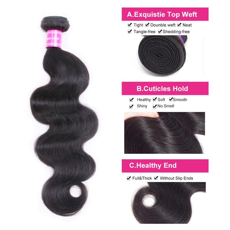 Brazilian Body Wave 4 Bundles With 13×4 Lace Frontal Free Part 10A Grade 100% Human Virgin Hair Bling Hair