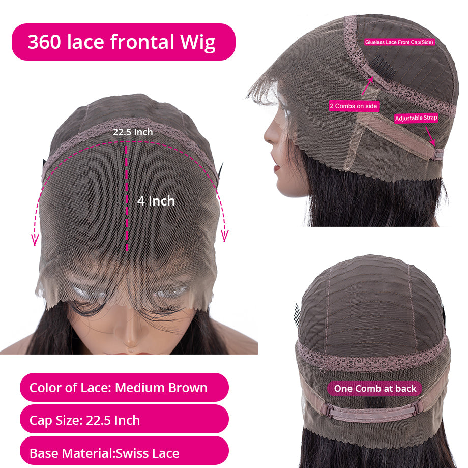 360 Transparent Lace Frontal Wigs Straight Virgin Hair Wigs Brazilian Human Hair Wigs Anna Beauty Hair