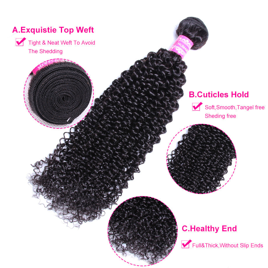Brazilian Kinky Curly 4 Bundles 100% Virgin Human Hair Extension Bling Hair