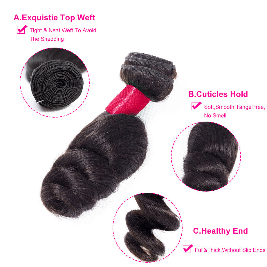 Brazilian Loose Wave 4 Bundles 100% Virgin Hair Extension Bling Hair