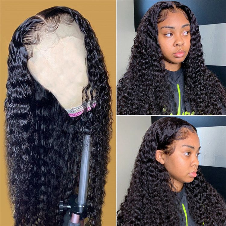 180% High Density Human Hair Wig Deep Wave Lace Front Wigs Pre Plucked Virgin Hair Anna Beauty Hair