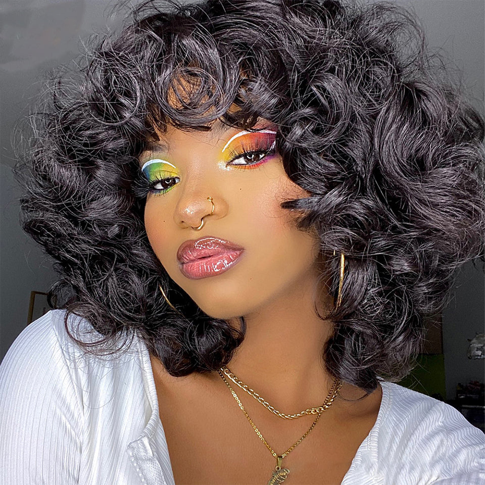 Flower Curly Bang Wig