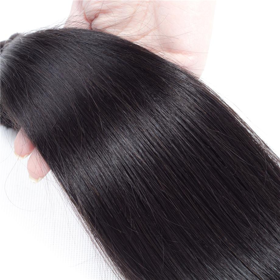 Straight 4 Bundles With 4×4 Closure Free Part 10A Grade 100% Brazilian Human Virgin Hair Bling Hair
