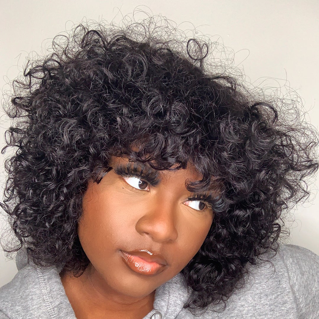 Luscious Bubble Curl Wig With Bang