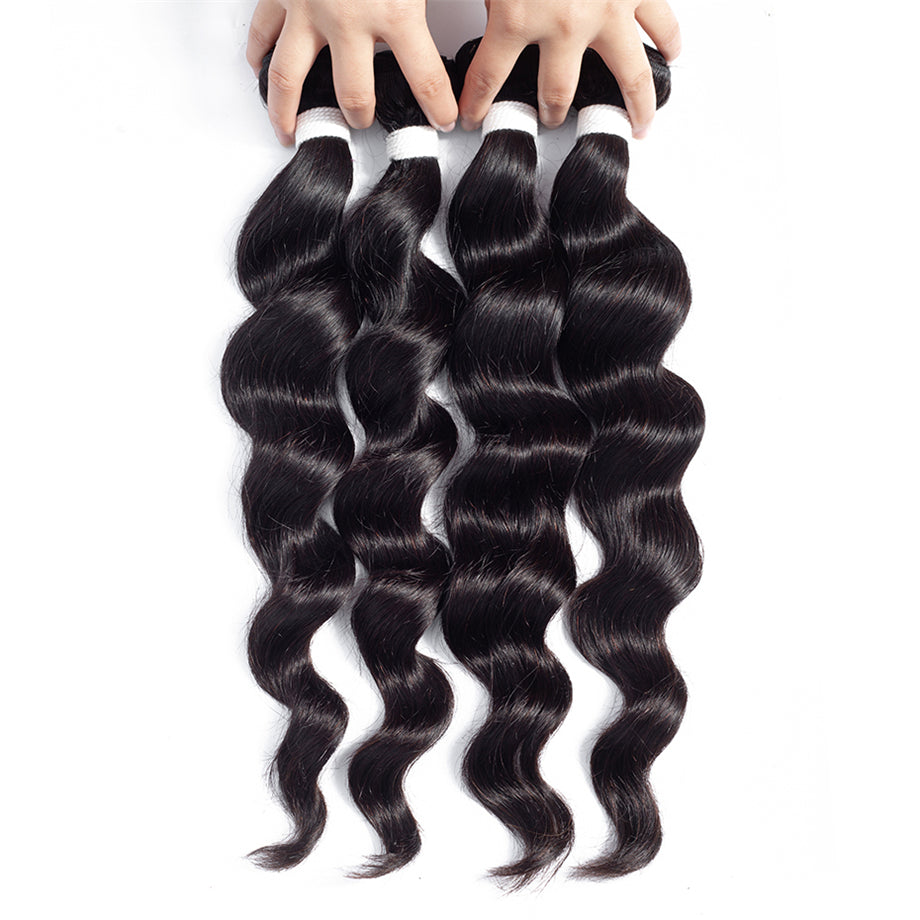 Brazilian Loose Deep Wave 4 Bundles 100% Virgin Hair Extension Bling Hair