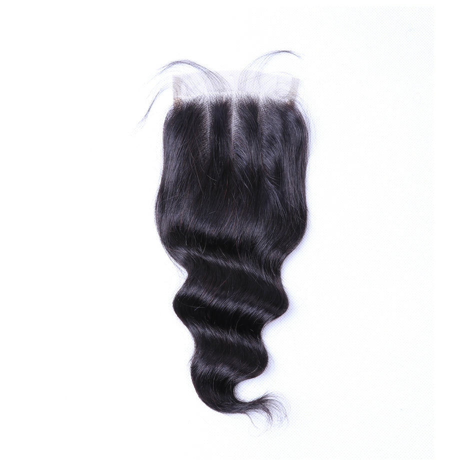 Peruvian Loose Deep 3 Bundles With 4×4 Closure 10A Grade 100% Human Virgin Hair Bling Hair