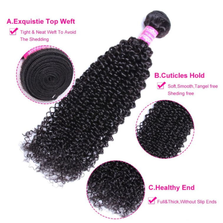 Kinky Curly 4 Bundles With 4×4 Closure Free Part 10A Grade 100% Brazilian Human Virgin Hair Bling Hair