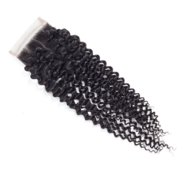Kinky Curly 4 Bundles With 4×4 Closure Free Part 10A Grade 100% Brazilian Human Virgin Hair Bling Hair