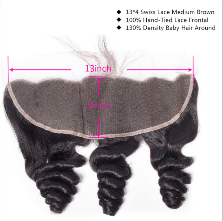 Loose Wave 4 Bundles With 13×4 Frontal Free Part 10A Grade 100% Human Virgin Hair Bling Hair