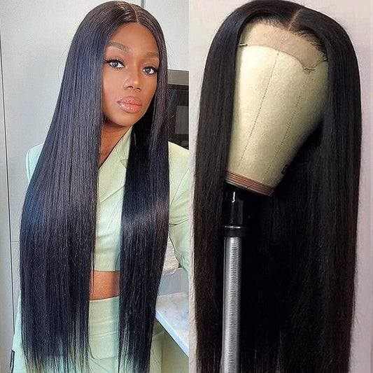 Anna Beauty Hair Bone Straight Wig 4*4 Transparent Lace Closure Wigs Virgin Hair Wigs Pre-plucked with baby hair