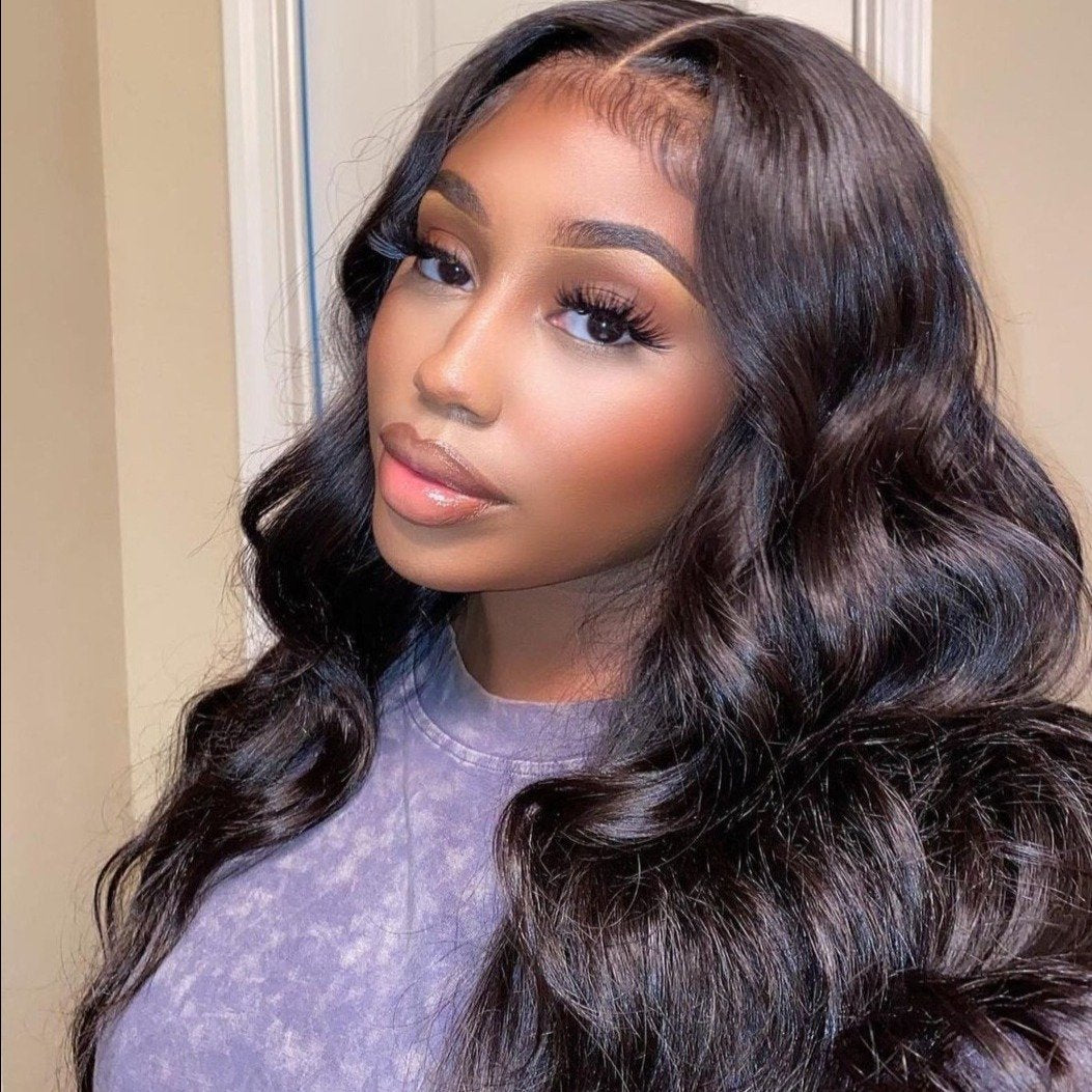 Body Wave 4*4 Transparent Lace Closure Wigs 100% High Quality Virgin Hair Wigs Natural Black Anna Beauty Hair