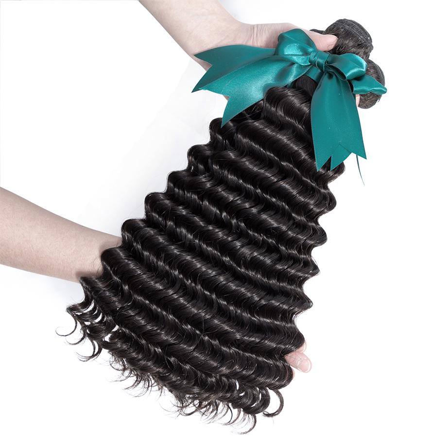Brazilian Deep Wave 3 Bundles With 13×4 Lace Frontal 10A Grade 100% Human Virgin Hair Bling Hair