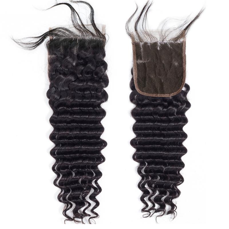 Brazilian Deep Wave 3 Bundles With 4×4 Closure 10A Grade 100% Human Hair Bling Hair
