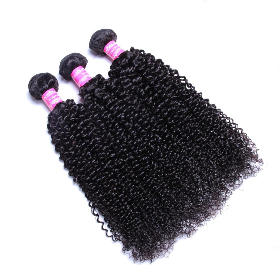 Peruvian Kinky Curly 3 Bundles With 4×4 Closure 10A Grade 100% Human Virgin Hair Bling Hair