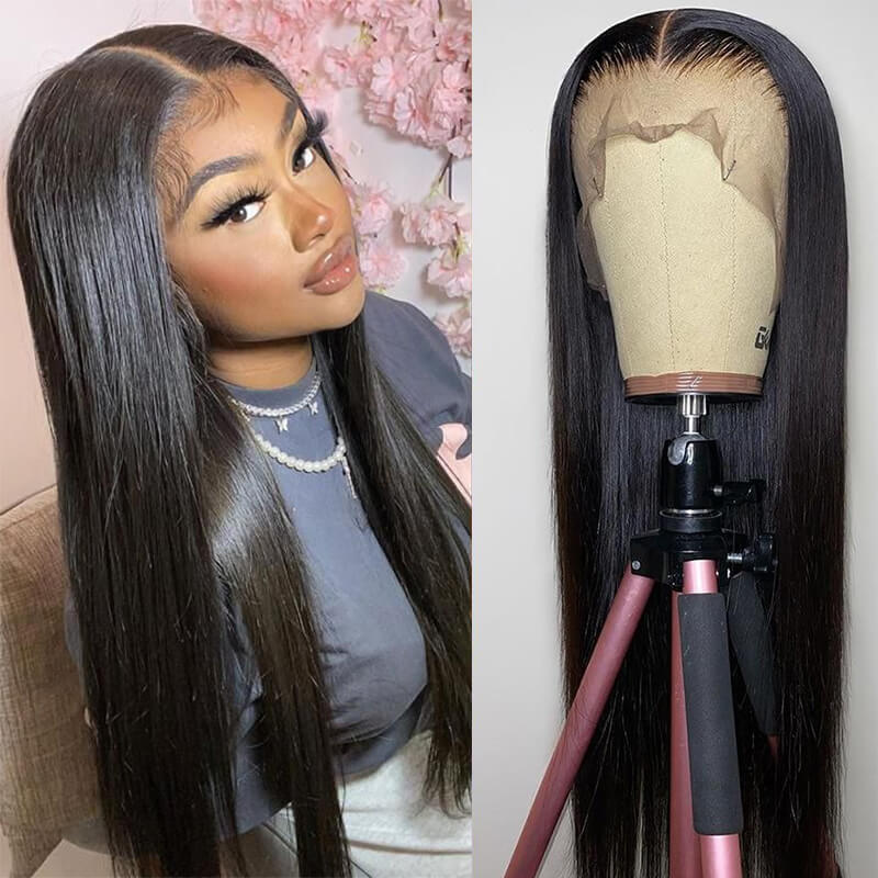 Anna Beauty Hair 13*4 Transparent Lace Front Wigs Bone Straight Virgin Hair Wigs 180%  Density