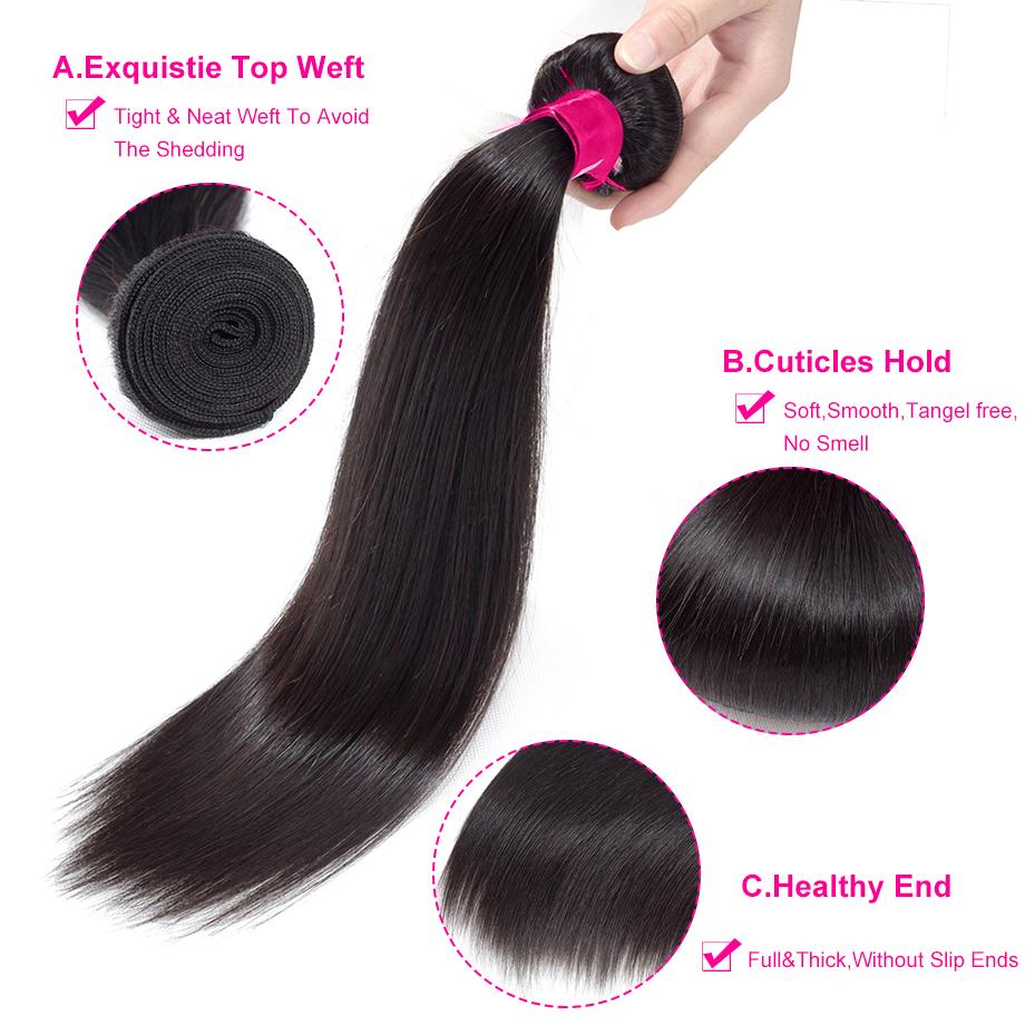 Indian Straight Bundles With 13×4 Lace Frontal 10A Grade 100% Human Virgin Hair Bling Hair
